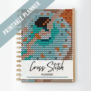 PRINTABLE Cross stitch planner, cross stitch PDF journal, instant download, wip, thread, dcm color,gift  cross stitch journal organizer, PDF