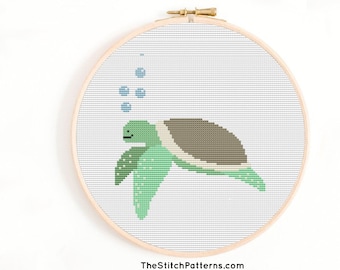 ocean animals cross stitch, ocean Embroidery,turtle cross stitch,cross stitch pattern PDF,Instant download,kids cross stich,kids diy pattern