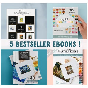 BESTSELLER EBOOKS PACK, cross stitch patterns, Mini Masterpieces 1 & 2, Van Gogh special, christmas stocking and my first cross stitch, pdf