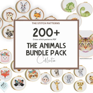 MEGA OFFER LIFETIME, Animals bundle pack cross stitch patterns, present and future, Special Bundle pack,  Access lifetime, Pdf files, charts