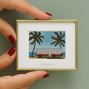 Jamaica mini cross stitch patterns, Sea Cross Stitch Pattern PDF, Beach Cross Stitch, mini travel Pattern, small Landscape, Cross Stitch Pdf