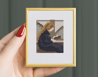 Mini "Little Girl Reading" Cross Stitch Pattern: Famous Painting (PDF Chart) counted stitching chart