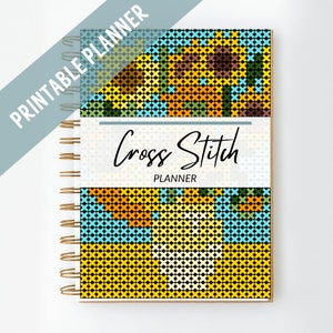 NEW! Cross stitch planner PDF, printable journal, gifts for cross stitch lovers, print at home, cross stitch notebook,  organizer notebook