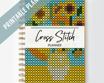 NEW! Cross stitch planner PDF, printable journal, gifts for cross stitch lovers, print at home, cross stitch notebook,  organizer notebook