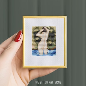 Mini Art cross stitch pattern, &quot;Bather&quot;,  Pierre-Auguste Renoir, mini masterpieces, small cross stitch, counted, easy, cross stitch chart,