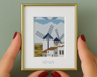 Patrón de punto de cruz de España: Bordado de ciudad (PDF imprimible, Mini)