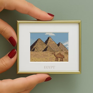 Egypt Cross Stitch Pyramids Counted Cross Stitch Pattern Printable PDF Chart Travel embroidery Instant PDF Download mini, small chart, easy