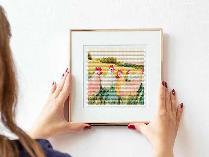 Hen Cross Stitch Pattern: Farmhouse Chicken Chart (PDF) - Etsy