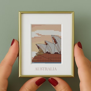 Australien Kreuzstichmuster: Oper von Sydney, Mini Zählvorlage (PDF-Muster) Reisedekor