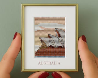 Australia Cross Stitch Pattern: Sydney Opera, Mini counted Chart (PDF Pattern) travel decor