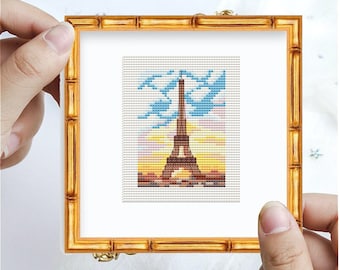 Paris mini cross stitch patterns,  Little France, Modern Cross stitch pattern PDF,  Instant download, mini cities, cross stitch chart, easy