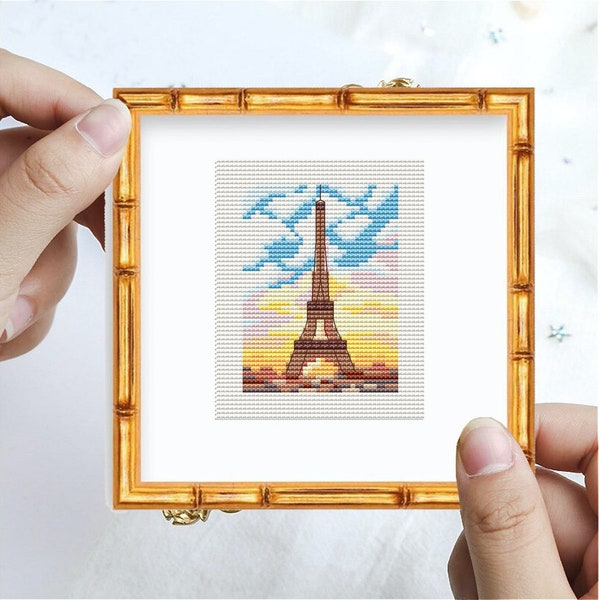 Paris mini cross stitch patterns,  Little France, Modern Cross stitch pattern PDF,  Instant download, mini cities, cross stitch chart, easy