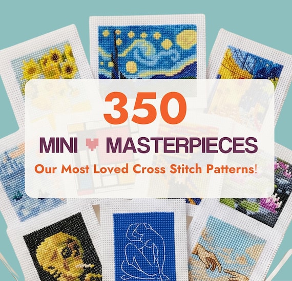 Mini Cross Stitch Famous Artwork Digital Pattern Beginner Friendly Small Projects Tiny Masterpieces Art Painting Reproduction