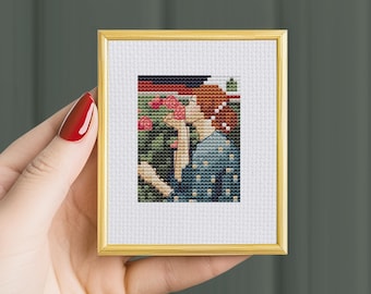 Tiny "The Soul of the Rose", John William Waterhouse, Small cross stitch pattern, modern cross stitch, vintage pattern, famous painting, pdf