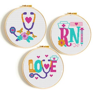 Nurse Cross Stitch Pattern, health cross stitch, nurse theme, nurse Embroidery pattern, Instant download PDF pattern, at home activities