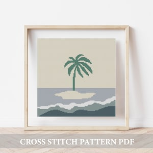 Patrón punto de cruz costa,punto de cruz olas,Paisaje marino,Patrón de playa,punto de cruz paisaje,punto de cruz minimalista,punto de cruz naturaleza