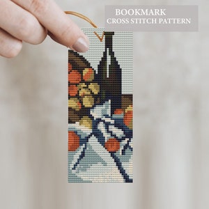 Art Cross Stitch Bookmark - Basket of apples- Paul Cezanne -DIY Cross Stitch - DIY bookmark - Digital Download- easy cross stitch - mini art