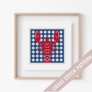 Lobster Cross Stitch PDF Pattern, Lobster Counted Cross Stitch chart, Instant Download, Lobster hoop art, Quick Cross Stitch DIY, small