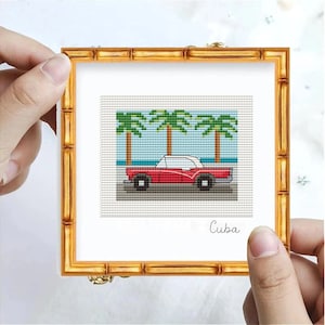 Cuba cross stitch pattern, mini cross stitch, land cross stitch PDF, vintage City Pattern,Cuban Cross Stitch Pattern PDF, beginner, easy