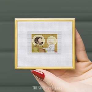 Mini &quot;St. Joseph&quot;, Catholic Saints cross stitch patterns, mini masterpieces, saints embroidery,  catholic faith, craft catholic, Xstitch pdf
