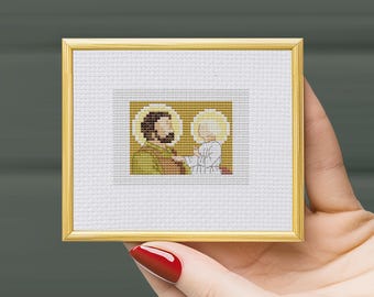 Mini St. Joseph Cross Stitch Pattern: Catholic Saints Embroidery (PDF)