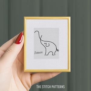 Mini masterpieces,Elephant by Picasso Cross Stitch Pattern, DIY X-stitch Chart Needlepoint Pattern Embroidery Printable, art Design Decor