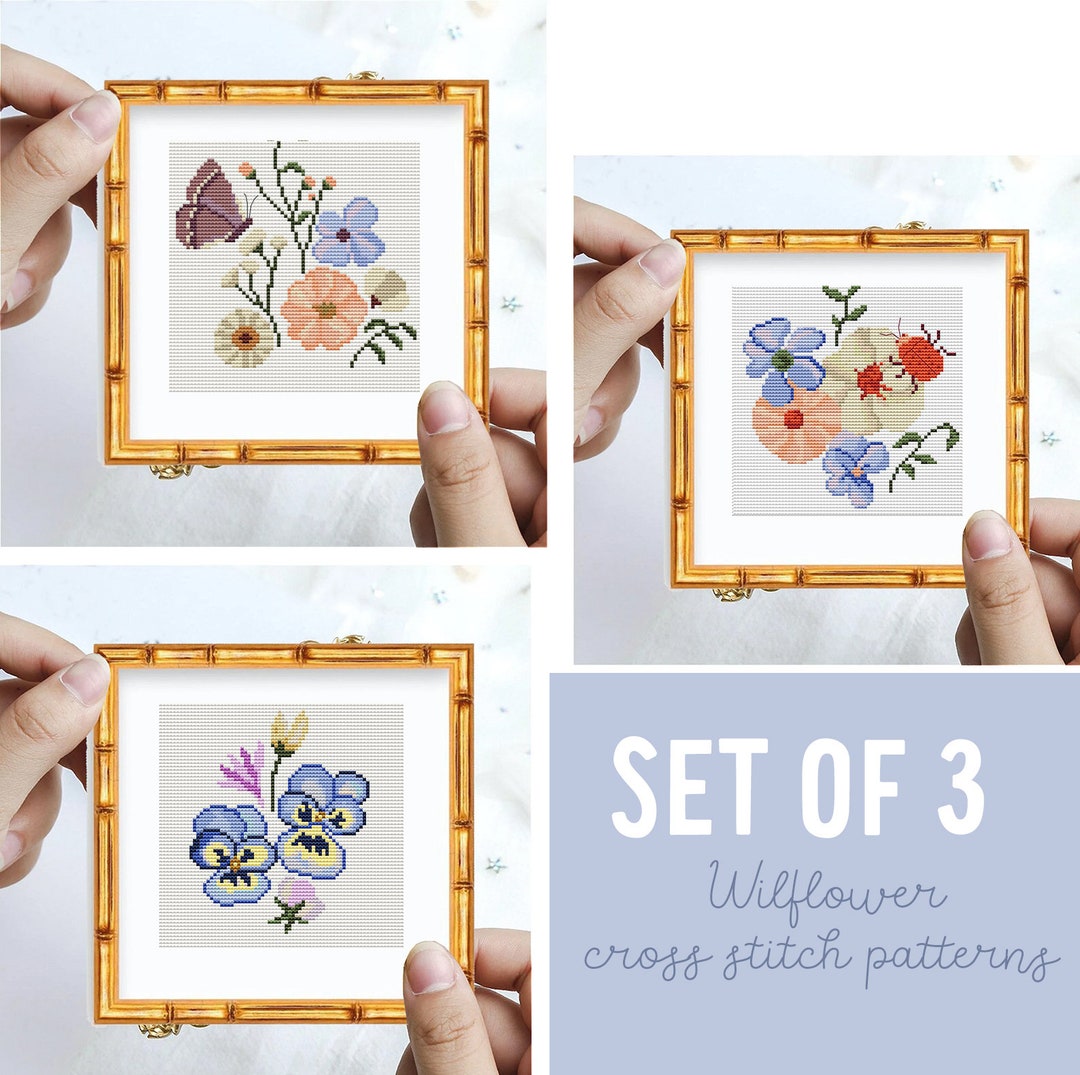 Wildflower Cross Stitch Patterns 3 Floral Cross Stitch Etsy