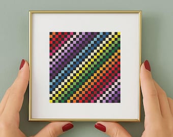 Abstraktes geometrisches Kreuzstichmuster: Modernes farbenfrohes Design (PDF Pattern