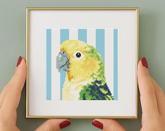 セキセイインコのクロスステッチパターン、鳥、ピクセル、（PDF