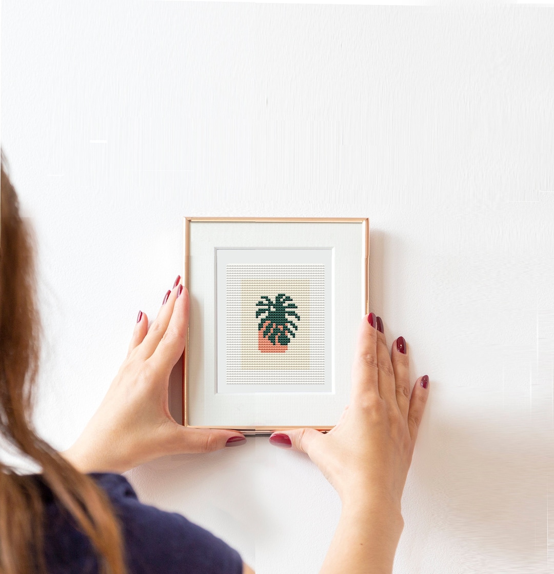 MINI Monstera Cross Stitch Pattern PDF - Monstera Embroidery - Instant ...