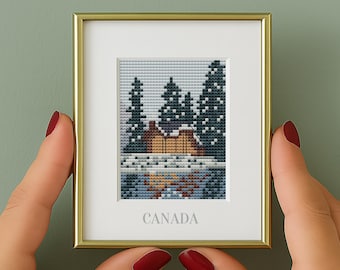 Mini Canada Cross Stitch Pattern: Modern City needlepoint (PDF Pattern) travel wall decor,
