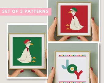 Christmas Goose Cross Stitch Pattern, Set of 3 (PDF Pattern)