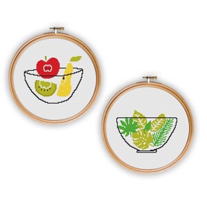Set of 2 PDF Pattern, Food Cross stitch Pattern, DIY Food Decor, Colourful Cross Stitch, Food Embroidery Patter, kitchen Cross Stitch