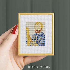 Patrón de punto de cruz del 'Autorretrato' de Van Gogh: Mini Arte (gráfico en PDF) famoso cuadro contado