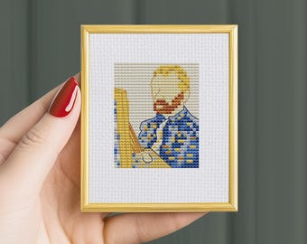 Van Gogh 'Self-Portrait' Cross Stitch Pattern: Mini Art (PDF chart) famous painting counted chart