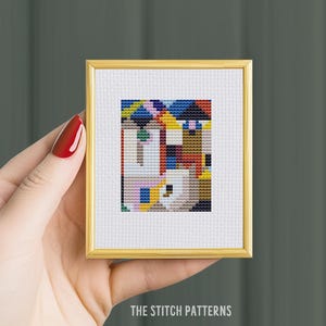 Tiny Paul Klee, &quot;colorful Architecture&quot;, cross stitch patterns, hoop art, art cross stitch, mini masterpieces, pdf template, DIY crafts, TSP