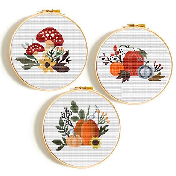 Thanksgiving Day Cross Stitch Pattern PDF, Pumpkin Cross Stitch ...