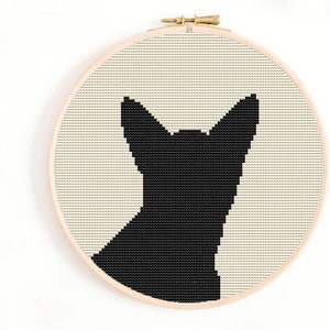 Cat Cross Stitch Pattern PDF, Modern Cross Stitch Cat, Cat Silhouette Cross Stitch Chart, embroidery cat, hoop art, Download PDF, cat lover