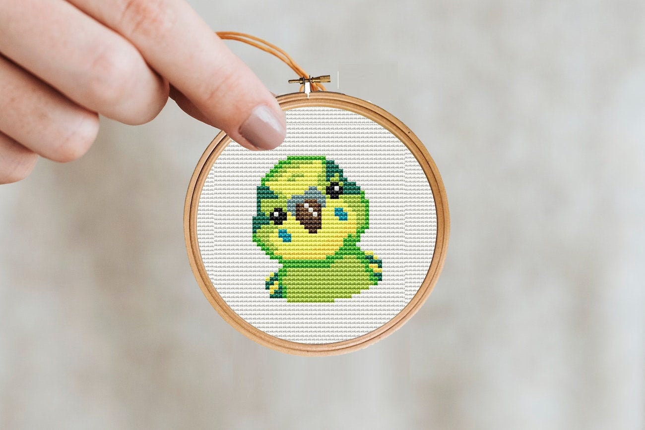 Green Bird Cross Stitch Pattern PDF, Parakeet Pdf Patterns, Digital ...