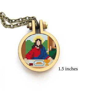Mini Modern cross stitch pattern &quot;The last supper&quot; Leonardo da Vinci. Digital pattern 01,  Miniature art cross stitch, art embroidery gift