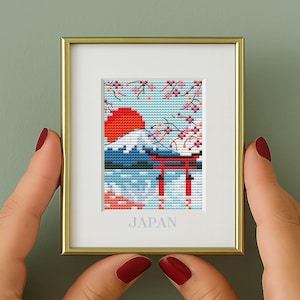 Japan Landscape Cross Stitch Pattern: Small Travel Art (PDF Pattern) , country counted chart, japanese