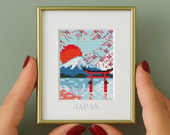 Japan Landscape Cross Stitch Pattern: Small Travel Art (PDF Pattern) , country counted chart, japanese