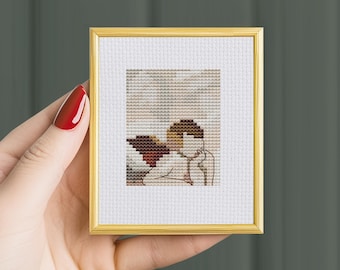 Cross stitch Art pattern, Angels of Madonna Sixtina, Cross-Stitch mini art, Pdf download, embroidery art,small mini tiny,modern cross stitch