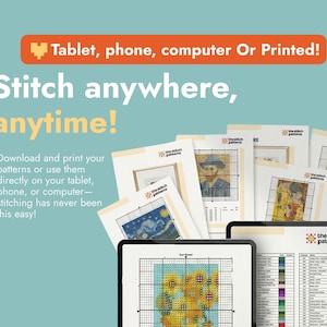 Tiny Masterpieces Collection Mini Cross Stitch Famous Artwork Patterns Digital Download Beginner Friendly Projects Van Gogh Paintings Reproductions Small Size Crafts Simple Stitches Clear Charts Colorful Designs Art Lover Gift Perfect Small