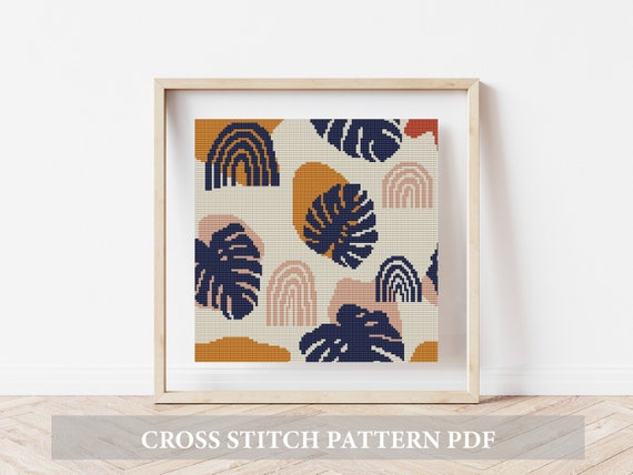 Cross Stitch for Beginners, Modern Cross Stitch, PDF Abstract Cross Stitch  Pattern, Pne Line Cross Stitch Pattern, Digital Download Pattern 