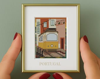 Portugal Cross Stitch Pattern: Travel counted chart, Souvenir (PDF Pattern) easy project, mini countries