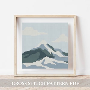 Landscape Mountains Modern Cross Stitch Pattern PDF,Landscape Counted Chart, Nature Cross Stitch Design Instant Download, Mountain Landscape