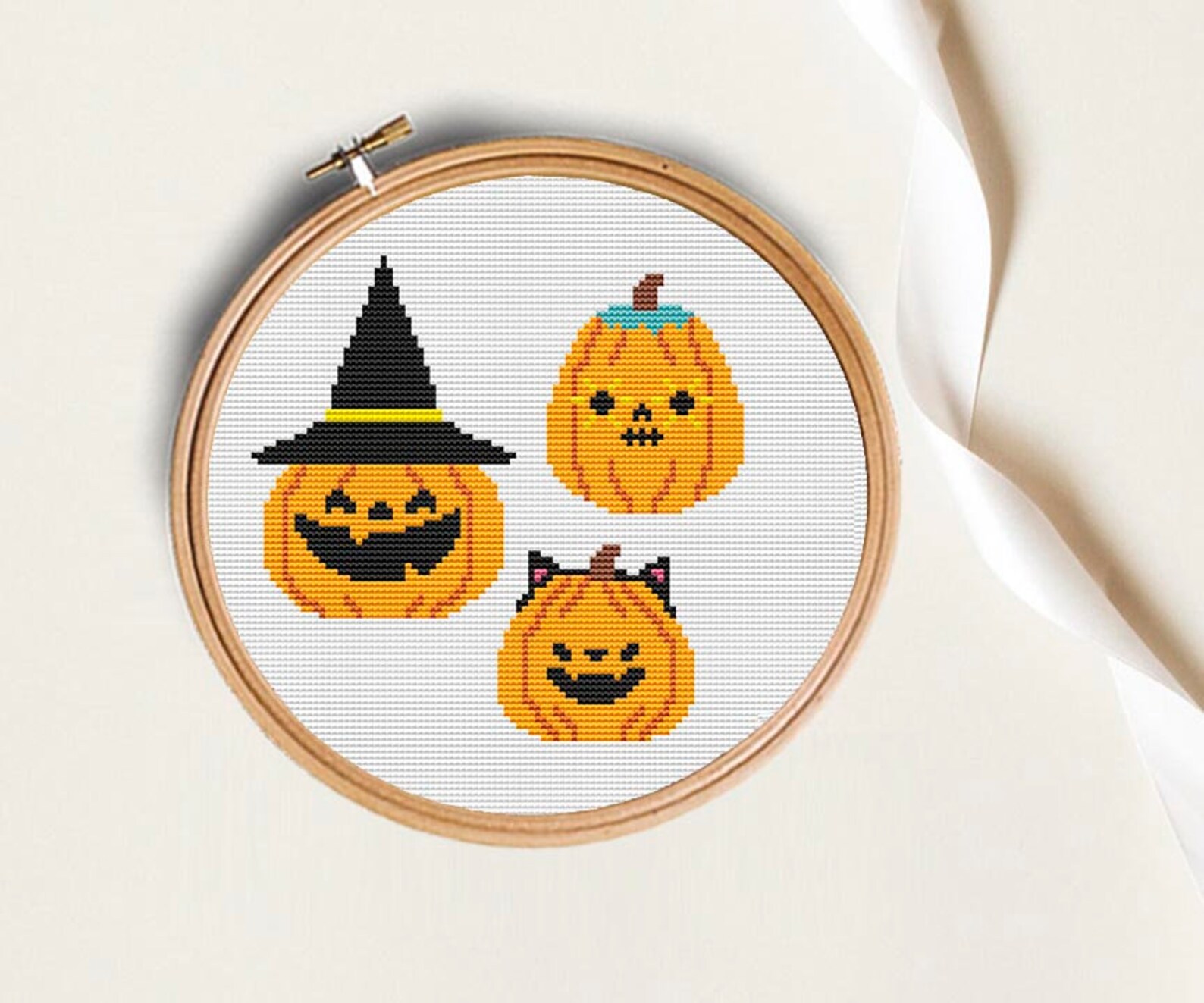 Halloween Counted Cross Stitch Pattern PDF, Fall Bat Pumpkin Ghost Cat ...