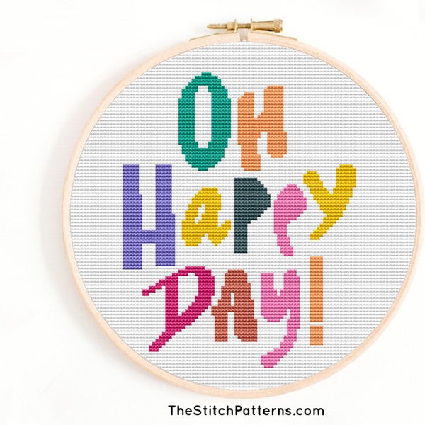 Modern Cross Stitch Patterns, Quote Cross Stitch Patterns, colorful embroidery,Cross Stitch chart,lettering Cross Stitch Pattern, happy day