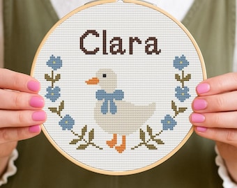 Personalized Goose Cross Stitch Pattern, Custom Nursery Decor (PDF) baby stitched gift